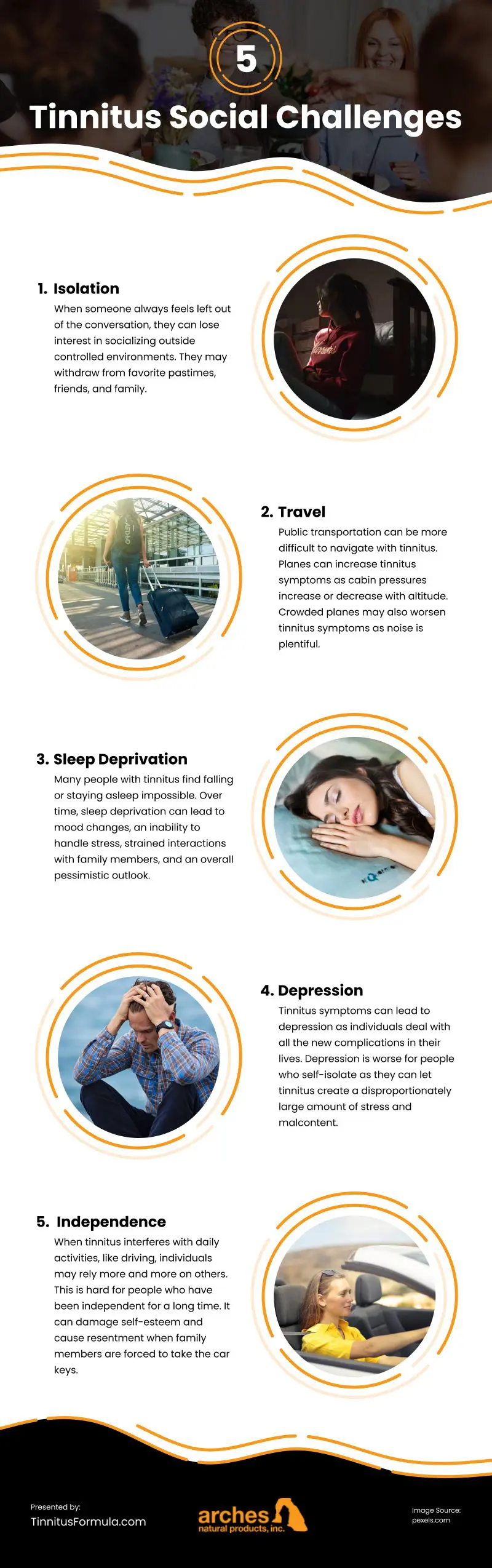 5 Tinnitus Social Challenges Infographic